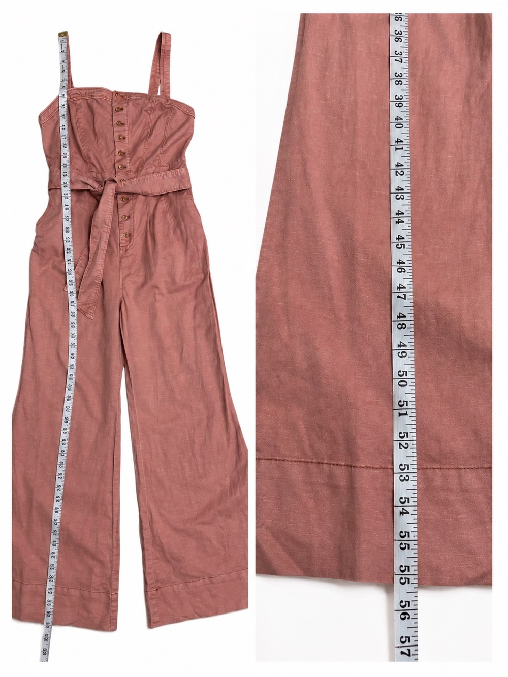 Anthropologie Pilcro Desmond Wide Leg Utility Jumpsuit SZ 2P Linen Blend NWT - Picture 7 of 9